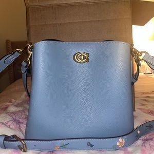 Coach Willow Bucket Bag with Floral Embroidered strap